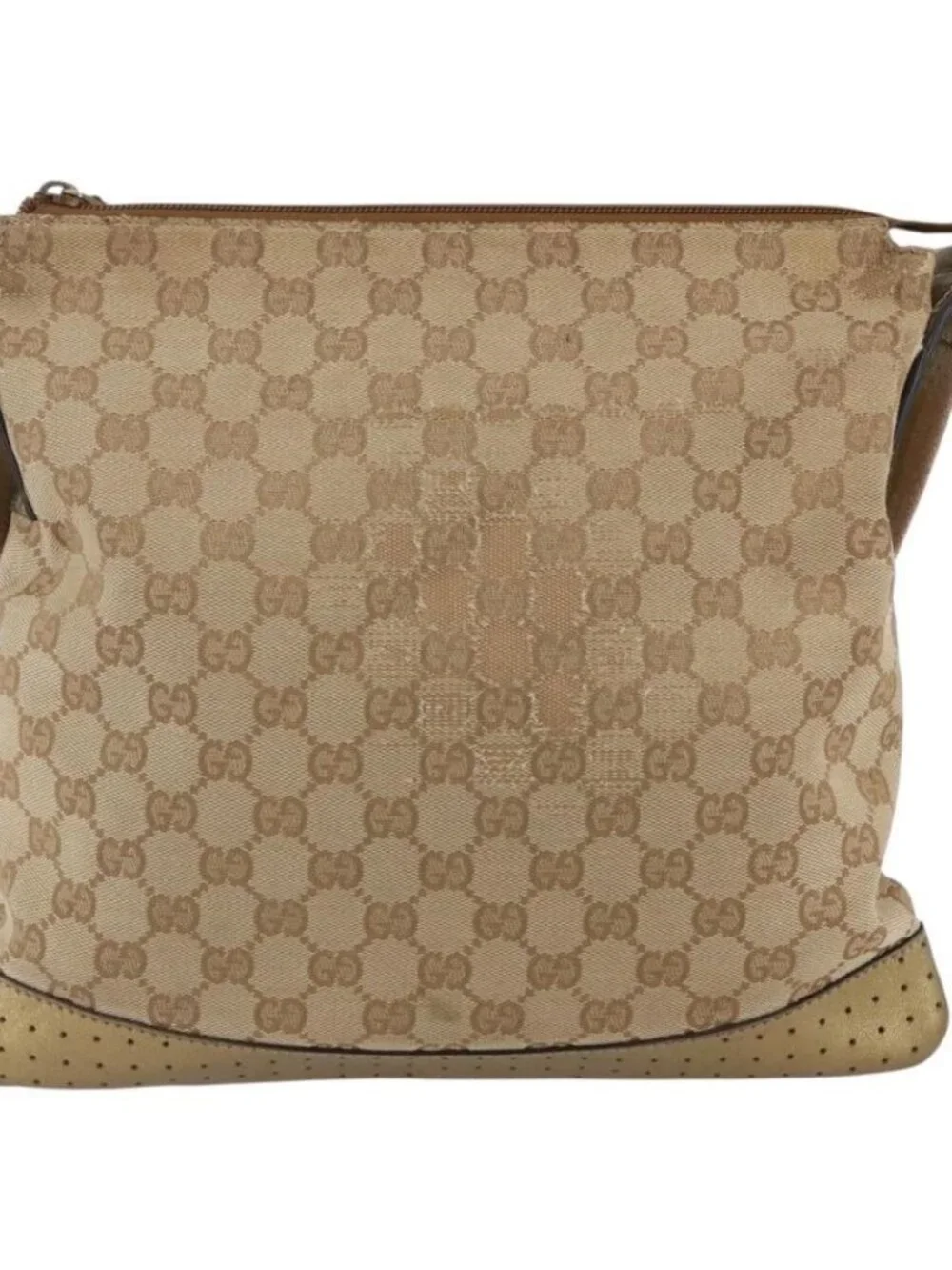 Authentic GUCCI GG Canvas Shoulder Bag Beige Gold 145857 - Picture 9 of 16